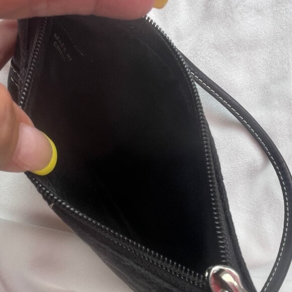 Coach Black Signature C's Wristlet with White Stitching Details - Picture 9 of 10